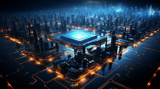 创新科技的城市数据连接点概念图背景图片