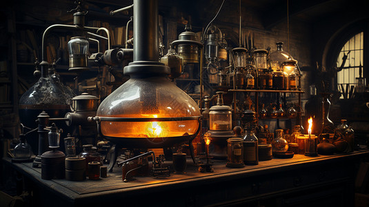 古老的化学生物实验研究室图片