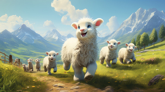 草原农场中的羊群图片