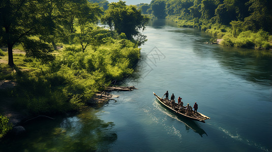 河流上的小船图片