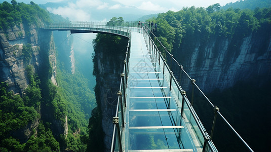 皇家峡谷桥著名的张家界玻璃栈桥插画