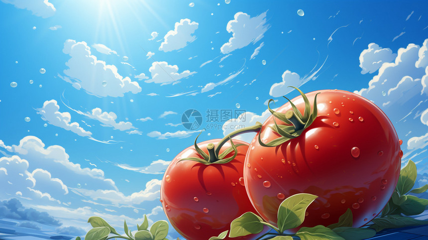 天空下的西红柿图片