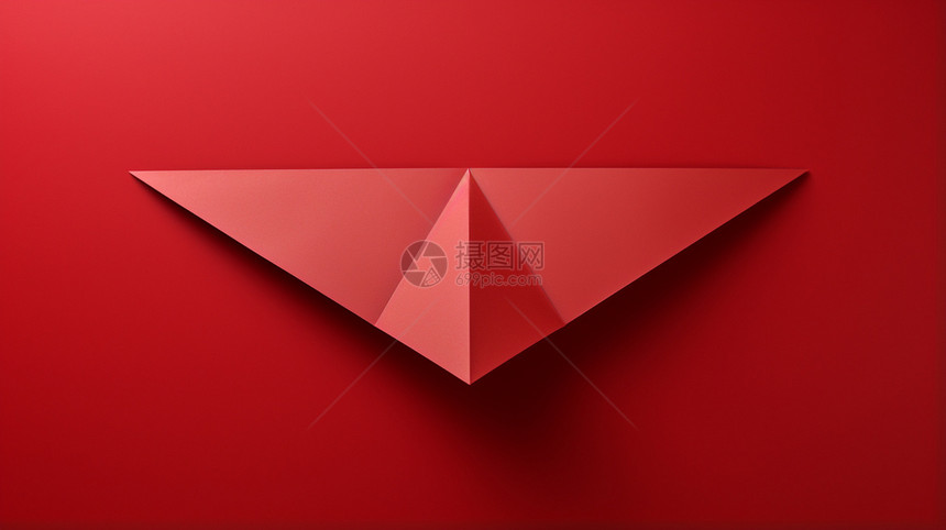 抽象几何三角形红纸平面图片