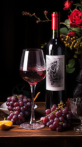 桌子上的葡萄酒背景图片