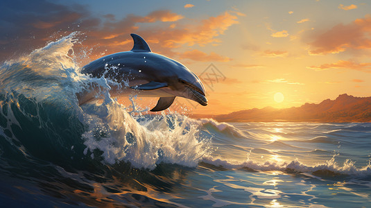 跃出海面的海豚高清图片