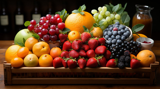 木架上的水果背景图片