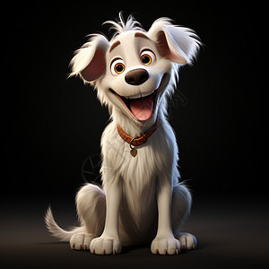 3D卡通小狗创意插图背景图片