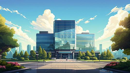 金融区的办公大楼建筑插图图片