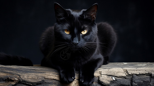 黑色皮毛的宠物猫咪高清图片