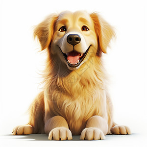 可爱的金毛犬3D可爱的卡通金毛犬插画