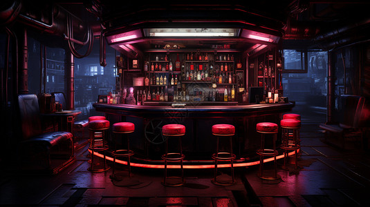 酒吧的霓虹灯背景图片