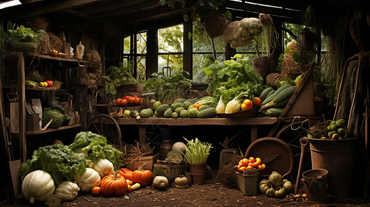 复古的乡村蔬菜摊位图片