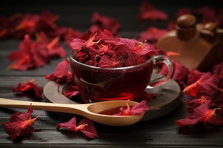 传统健康的花瓣茶图片