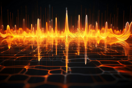 电子波抽象黄色科技背景设计图片