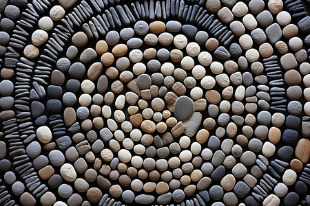 环形圆圈石头拼成的图案设计图片