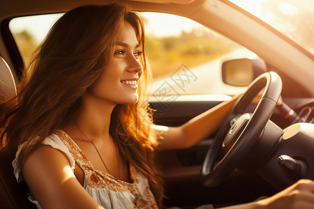 驾驶汽车的女性图片