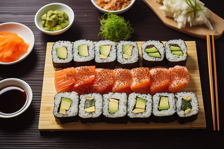 美味的寿司拼盘高清图片