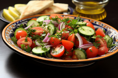 新鲜的蔬菜沙拉背景图片