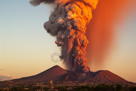 火山喷发中的烟雾图片