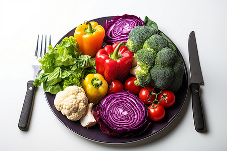 健康蔬食美食拼盘图片