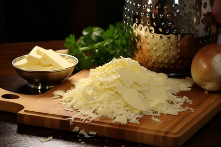 新鲜切碎的奶酪高清图片