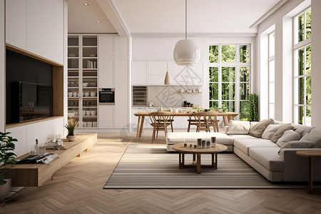 现代奢华北欧风格的公寓客厅图片