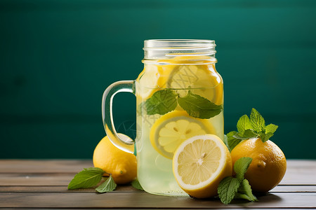 清新的柠檬汁背景图片