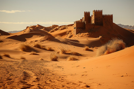 沙漠古堡古堡沙漠幻影背景