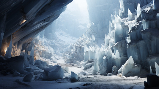 发光闪亮的冰川盐晶场景背景图片