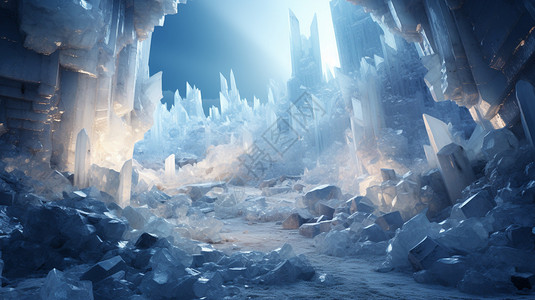 抽象创意的冰川盐晶场景图片