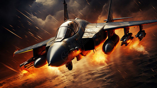 飞机爆炸战乱中的战斗机插画