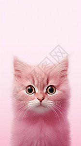 创意粉色毛茸茸的小猫背景图片