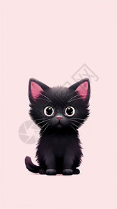 可爱的黑色Q版小猫图片