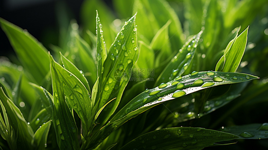 夏季生机勃勃的绿叶植物图片