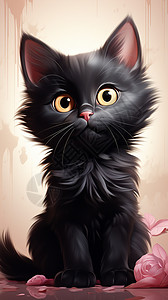 毛茸茸的可爱小黑猫图片