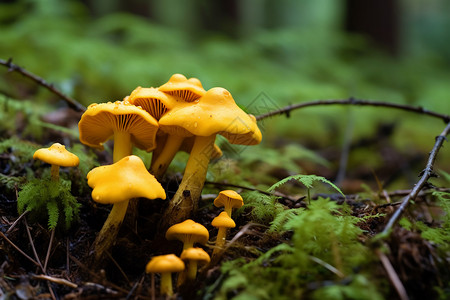 森林中的苔藓和蘑菇图片