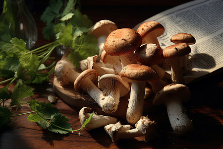 厨房的野生蘑菇高清图片