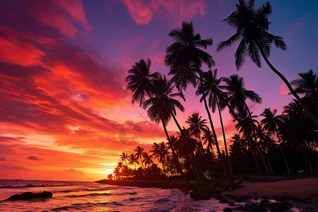夕阳下的热带海岛图片