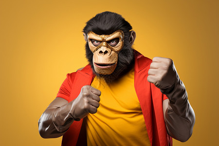 威猛战斗状态的黑猩猩设计图片