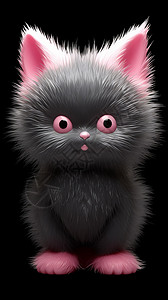 可爱的黑色猫咪背景图片