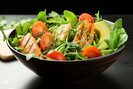 营养健康的三文鱼沙拉背景图片