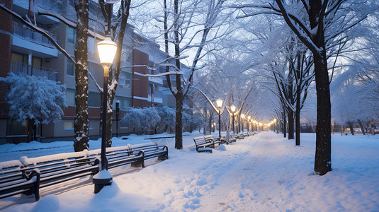 冬季城市街道的美丽景观图片