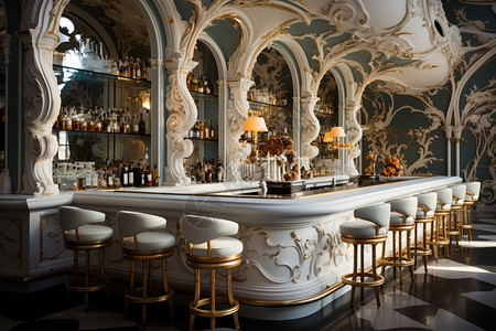 黄金酒吧店华丽装修的西餐厅酒吧设计图片