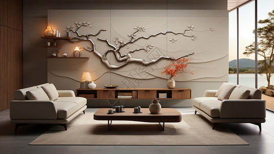 奢华的中式客厅装潢背景图片