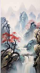 新中式古风国画山水画图片
