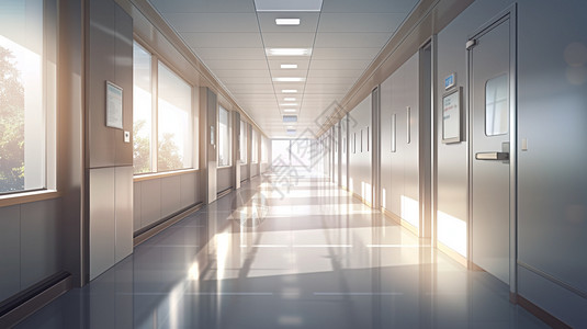 卡通风格的医院走廊背景图片
