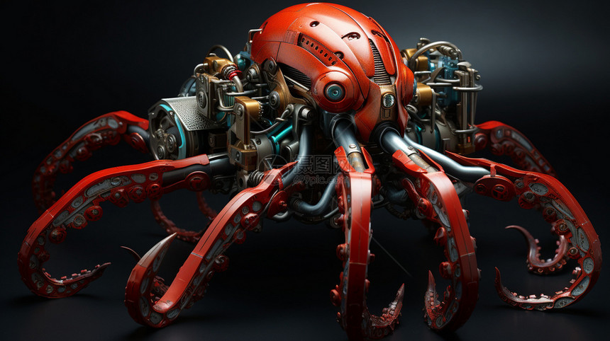 3D立体机械章鱼概念图图片