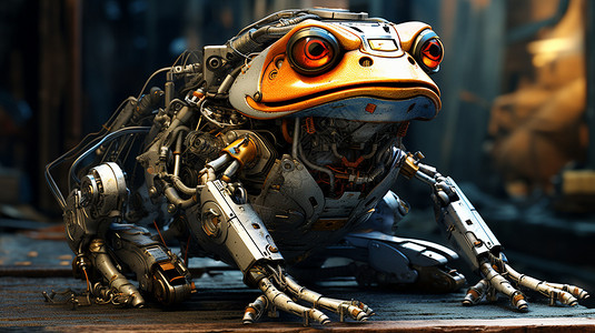未来派机械蟾蜍战士背景图片