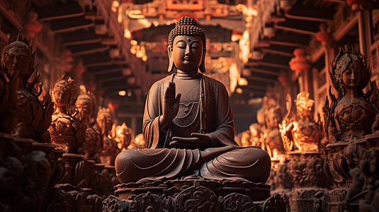 西藏佛像庄严的神像雕塑设计图片