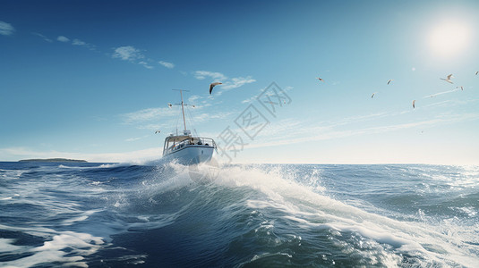 大海中航行的帆船背景图片